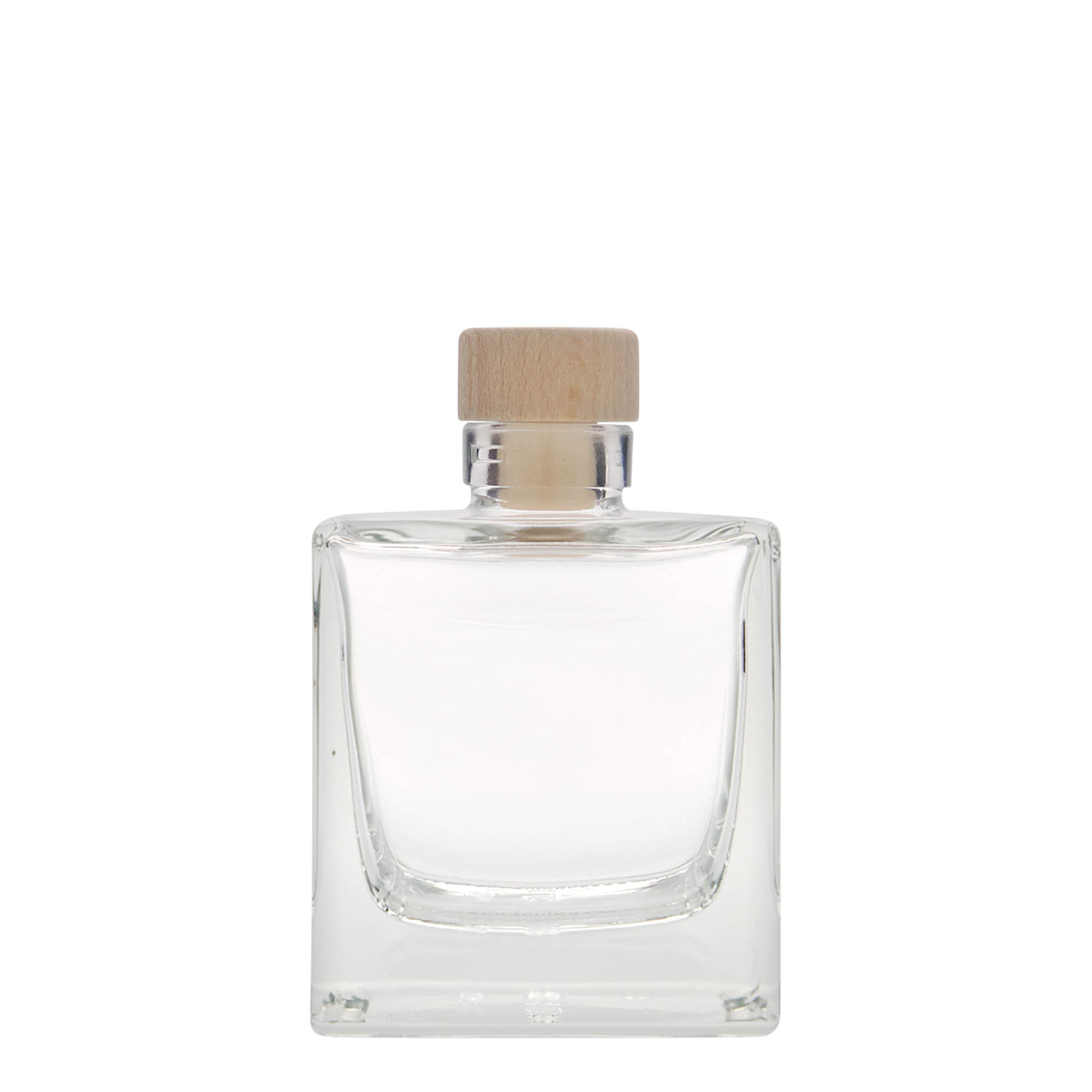 Glazen fles 'Cube', 200 ml, vierkant, monding: kurk Glazen fles 'Cube', 200 ml, vierkant, monding: kurk