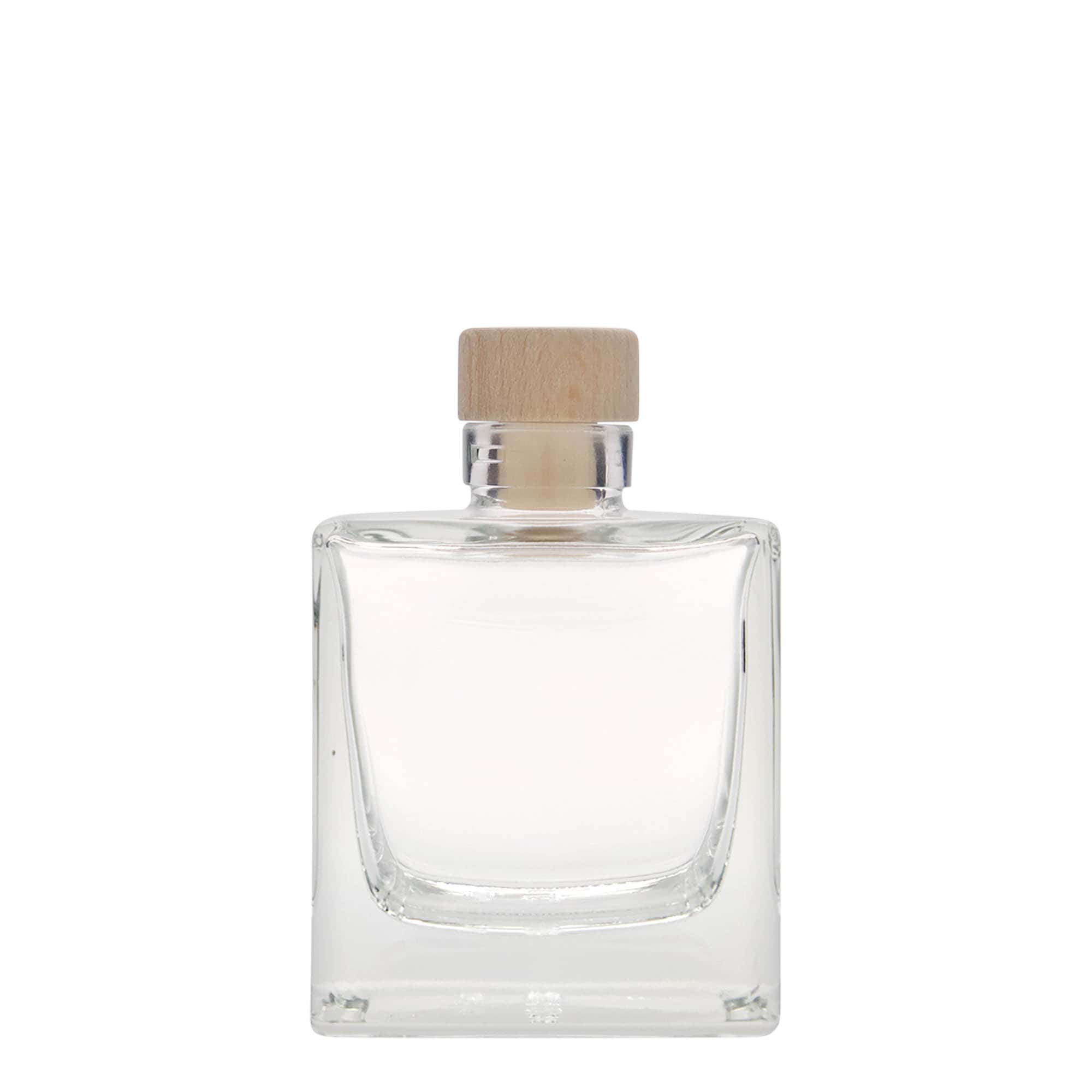 Glazen fles 'Cube', 200 ml, vierkant, monding: kurk