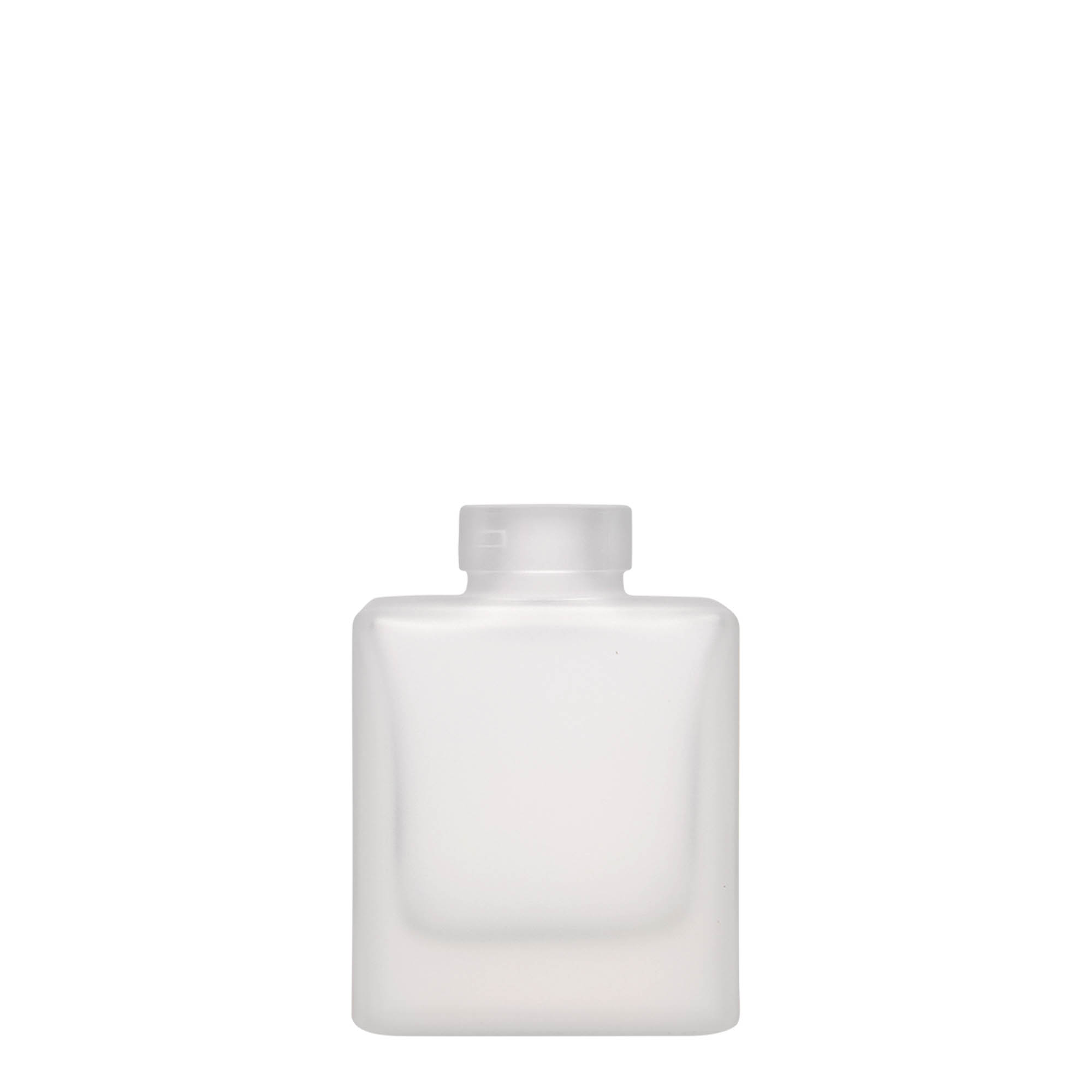 Glazen fles 'Cube', 100 ml, vierkant, gematteerd, monding: kurk Glazen fles 'Cube', 100 ml, vierkant, gematteerd, monding: kurk