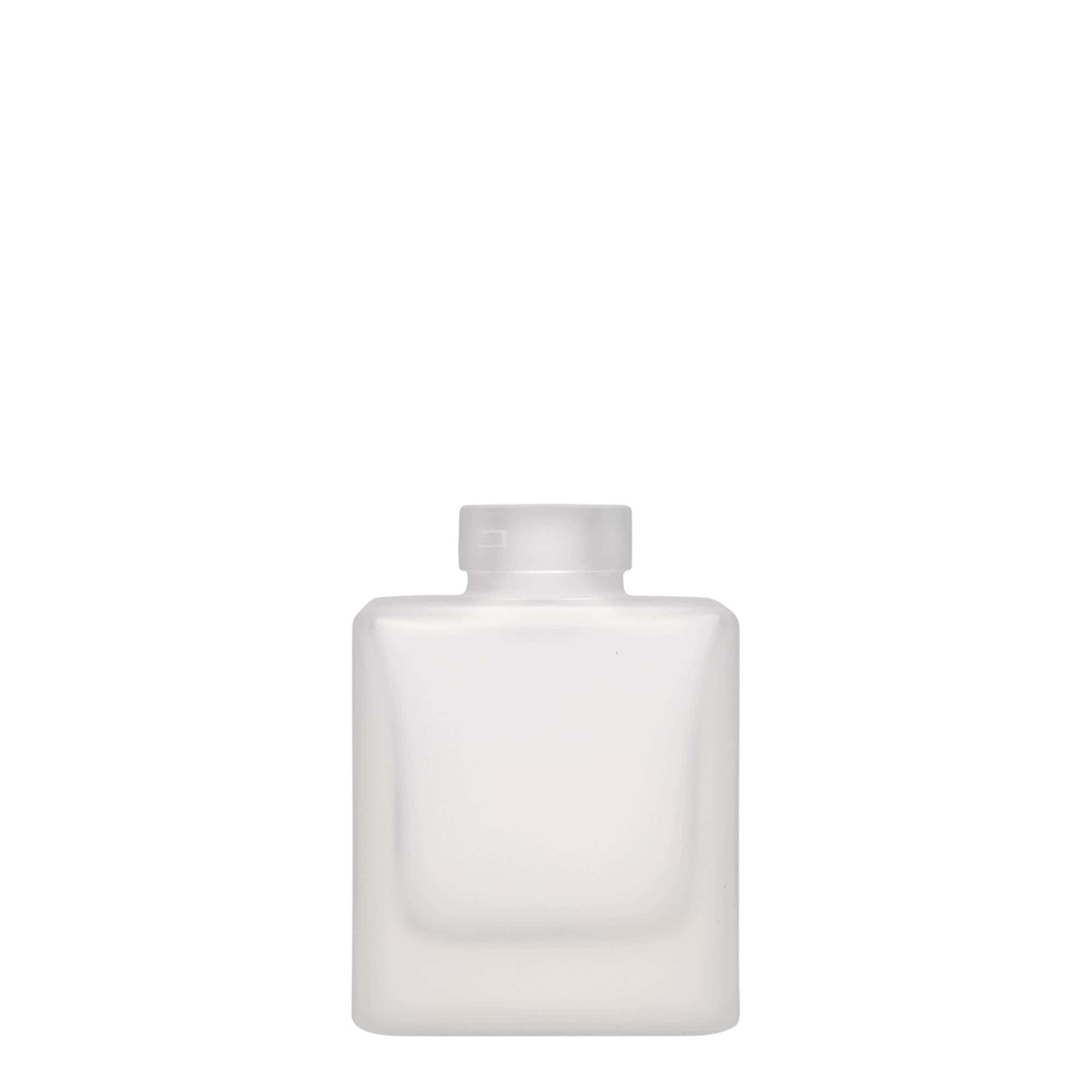 Glazen fles 'Cube', 100 ml, vierkant, gematteerd, monding: kurk