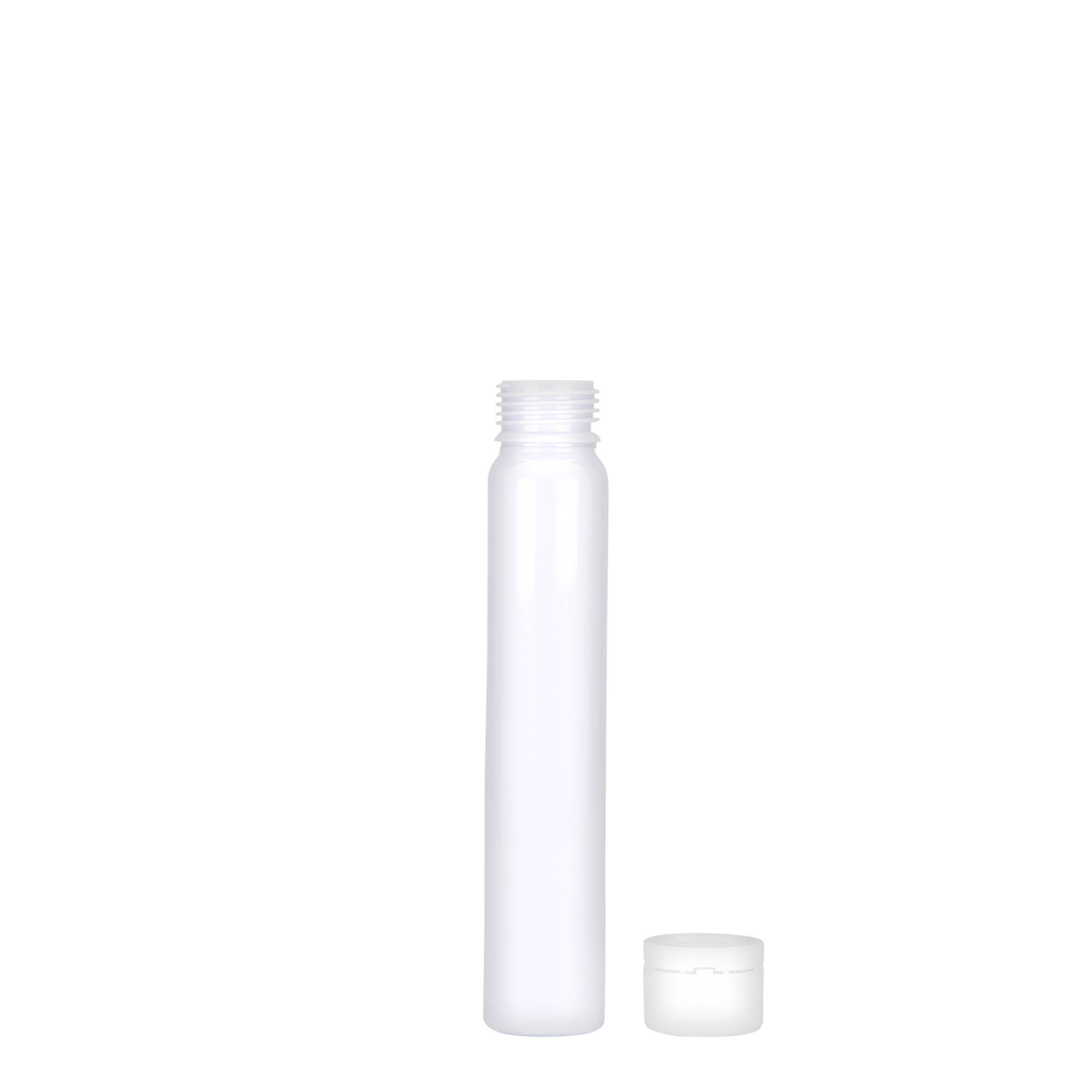 Éprouvette en PET 25 ml, plastique, blanc, bouchage: Bougage à vis Éprouvette en PET 25 ml, plastique, blanc, bouchage: Bougage à vis