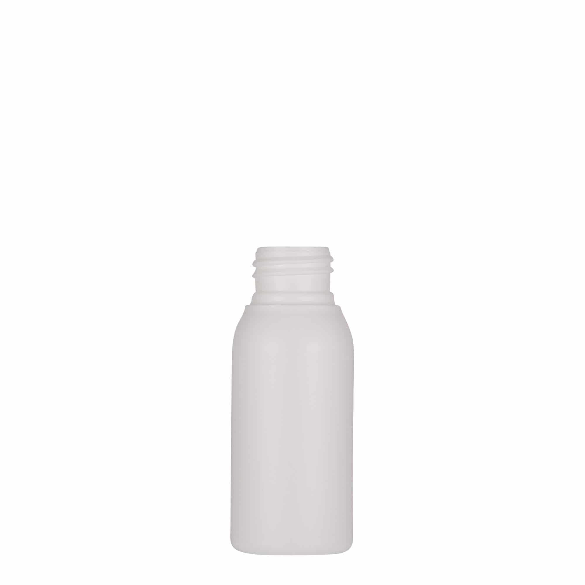 Plastic fles 'Tuffy', 50 ml, HDPE, wit, monding: 24/410
