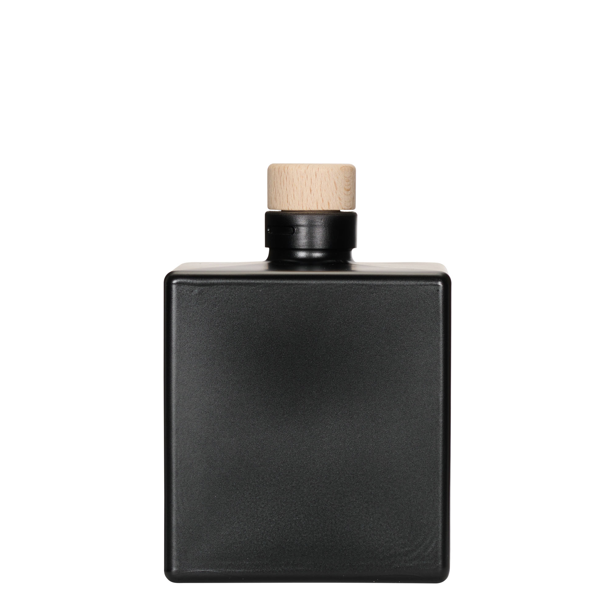 Bouteille en verre 500 ml 'Cube', carrée, noire, bouchage: bouchon Bouteille en verre 500 ml 'Cube', carrée, noire, bouchage: bouchon