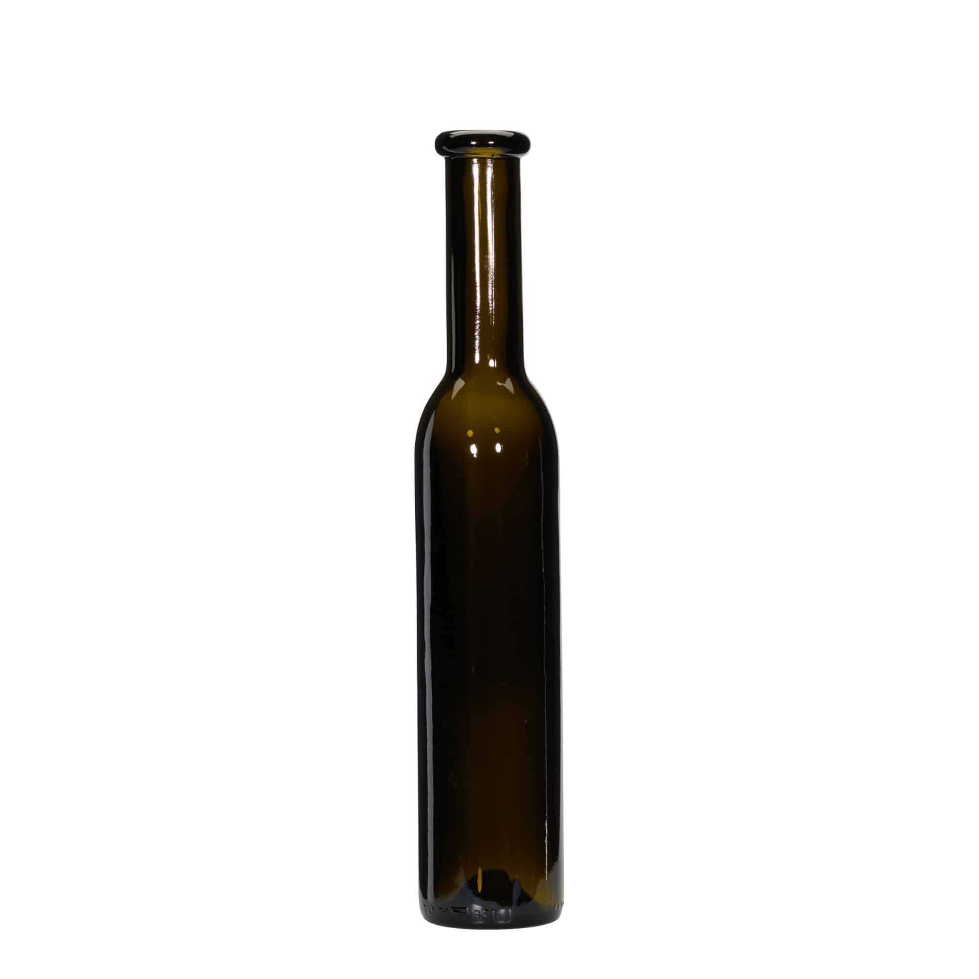 Glazen fles 'Rocky', 250 ml, antiekgroen, monding: kurk