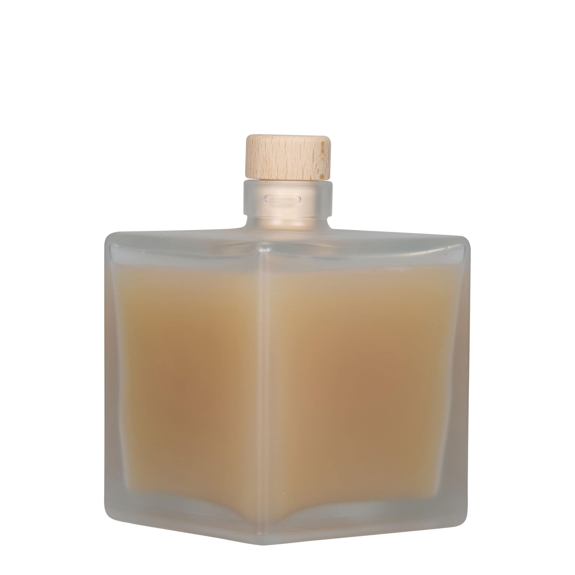 Glazen fles 'Cube', 500 ml, vierkant, gematteerd, monding: kurk Glazen fles 'Cube', 500 ml, vierkant, gematteerd, monding: kurk