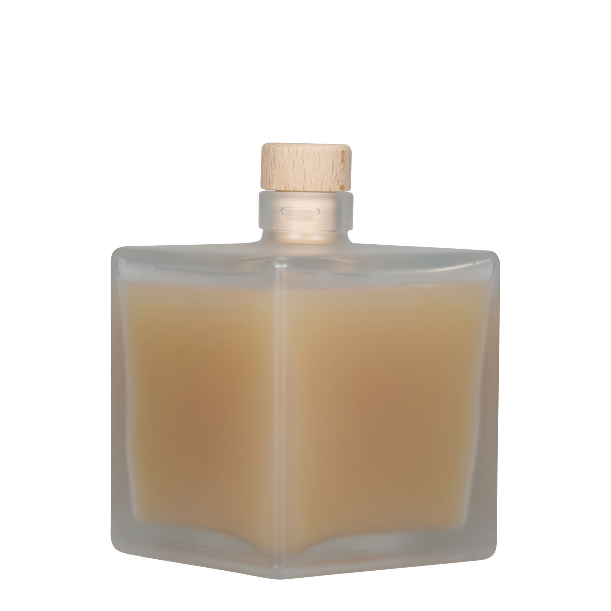 Glazen fles 'Cube', 500 ml, vierkant, gematteerd, monding: kurk