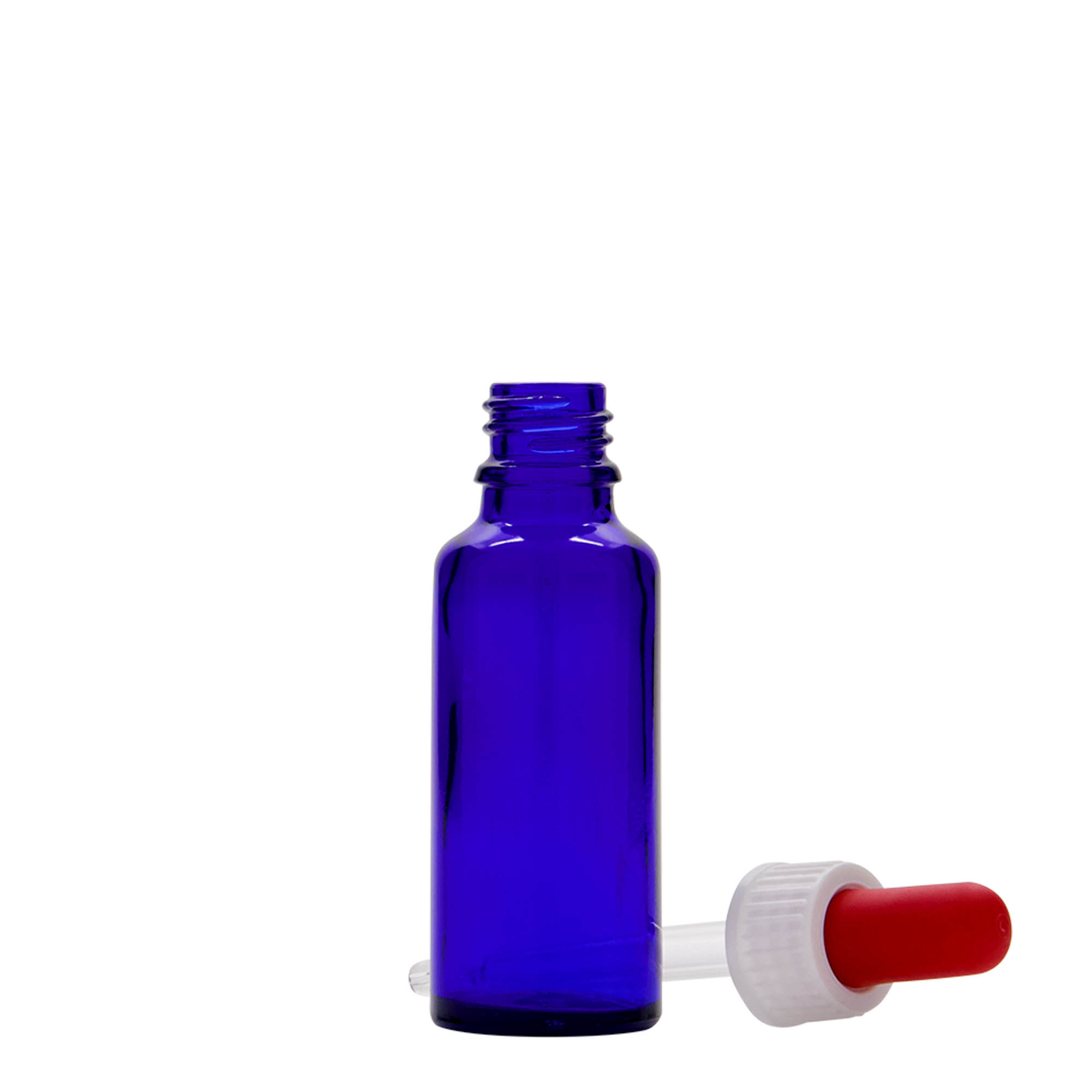 Flacon compte-gouttes médical 30 ml, verre, bleu roi-rouge, bouchage: DIN 18 Flacon compte-gouttes médical 30 ml, verre, bleu roi-rouge, bouchage: DIN 18