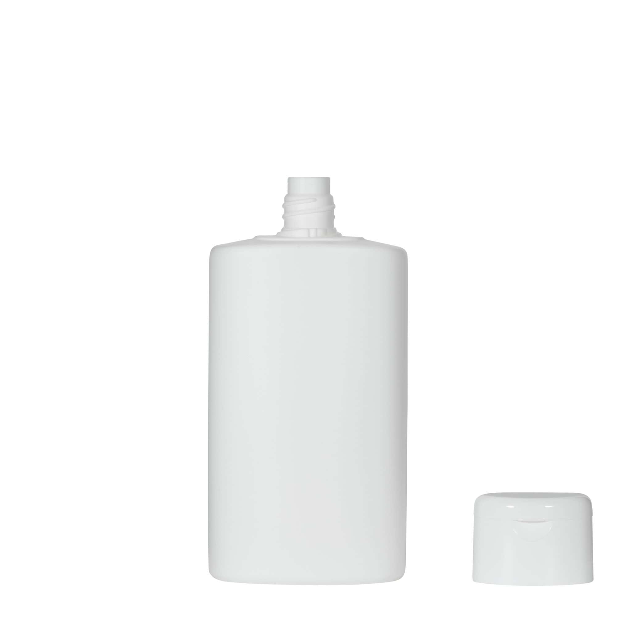 Plastic fles 'Indy', 250 ml, ovaal, HDPE, wit, monding: schroefsluiting