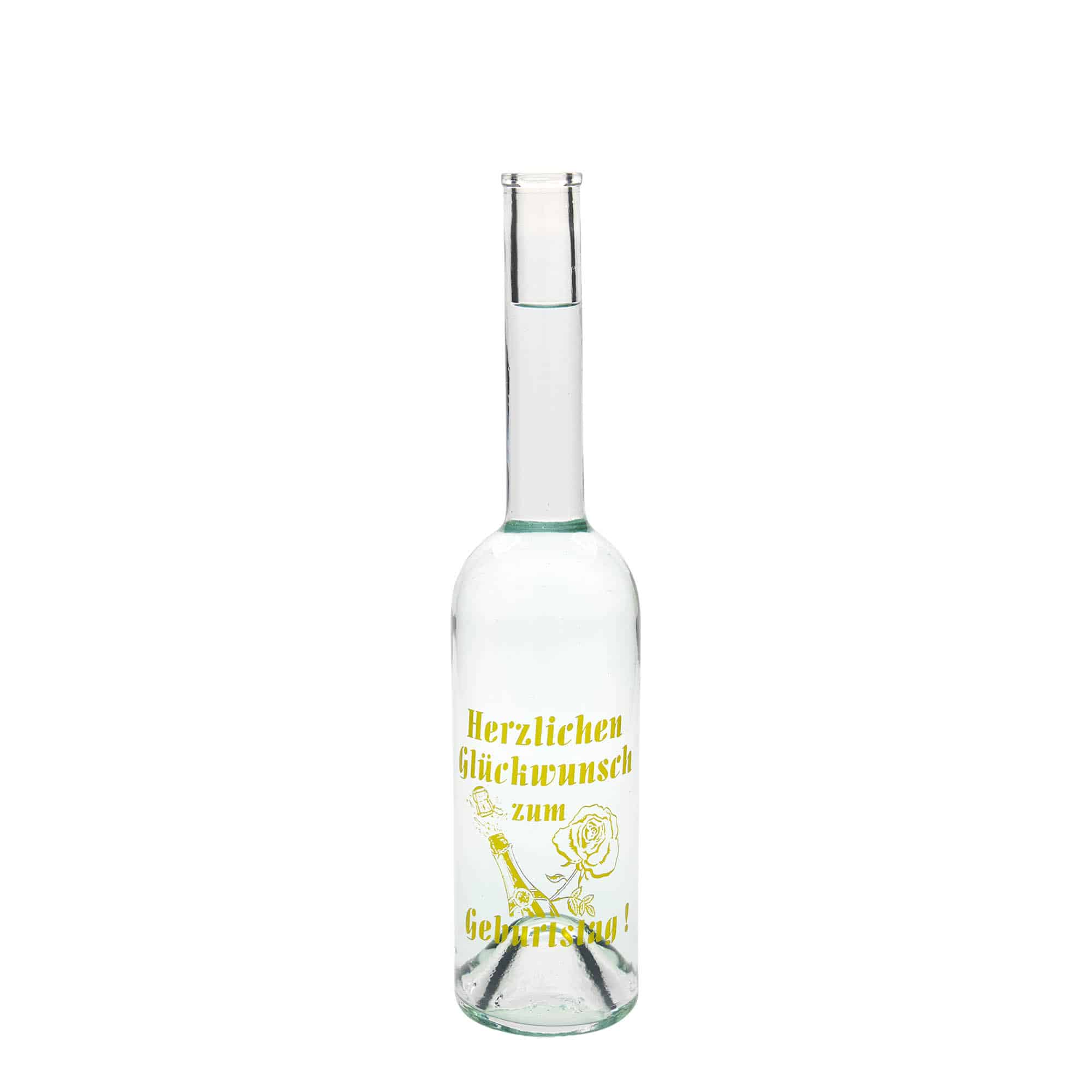 Glazen fles Maximo bedrukt 'Carnaval', 500 ml, monding: kurk Glazen fles Maximo bedrukt 'Carnaval', 500 ml, monding: kurk