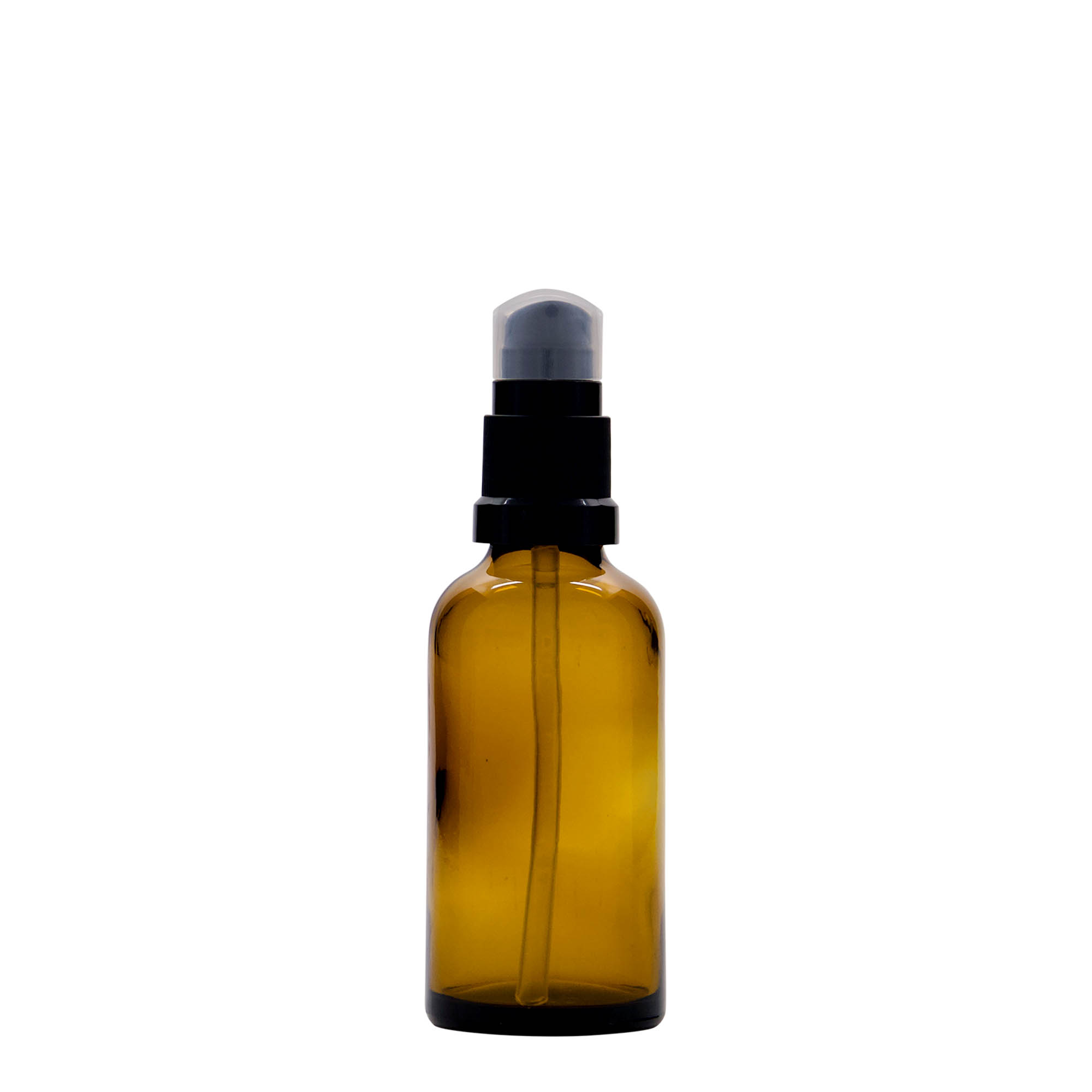 Flacon pharmaceutique 50 ml avec pompe de lotion, verre, marron, bouchage: DIN 18 Flacon pharmaceutique 50 ml avec pompe de lotion, verre, marron, bouchage: DIN 18