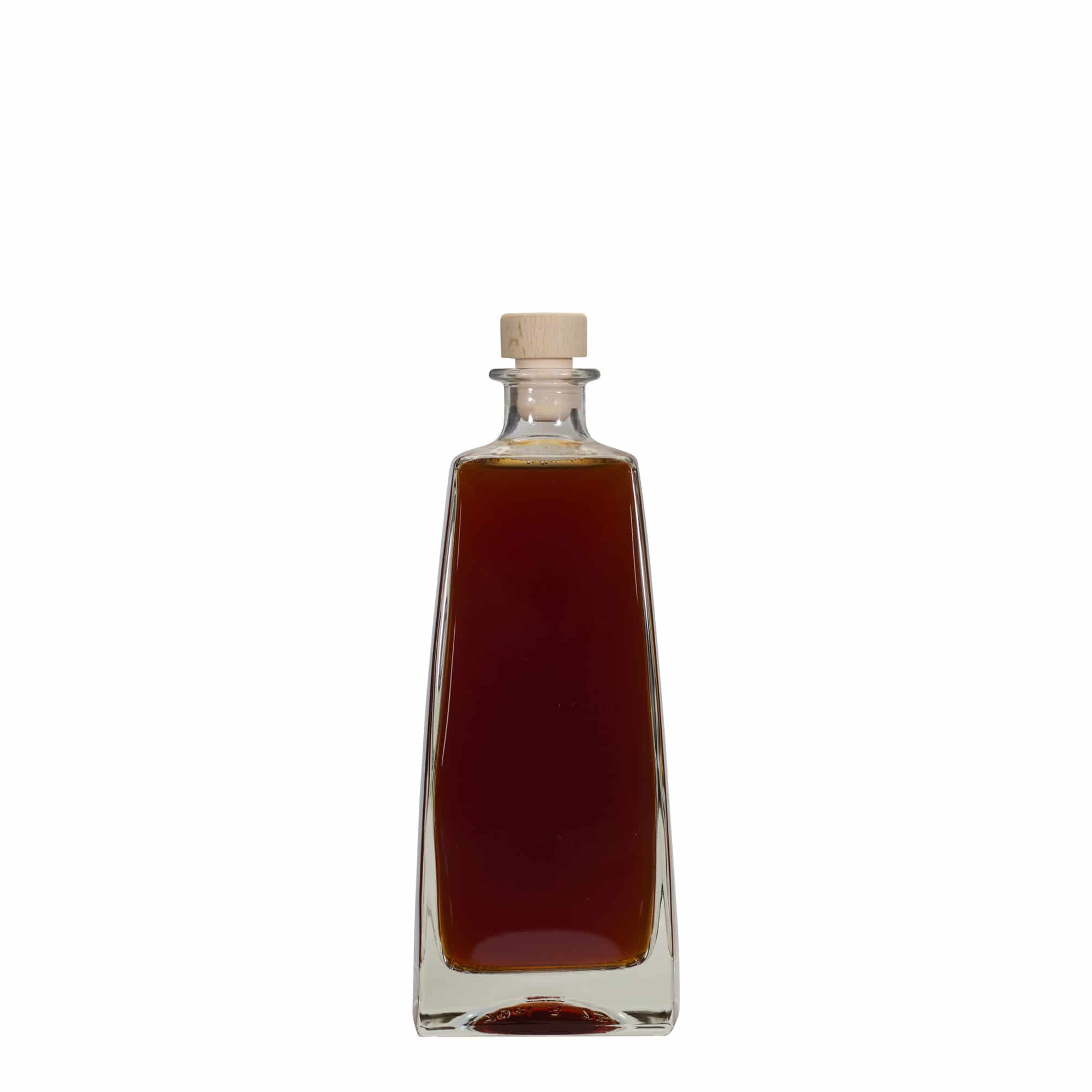 Glazen fles 'Timmy', 700 ml, rechthoekig, monding: kurk